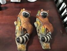 Vintage Bossons Chalkware Racoon on Tree Wall Hanging 1960's England picture