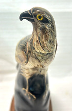 Antique Hand Carved Buffalo Horn Eagle Hawk Bird Raptor 7” Super  Detail Vintage picture
