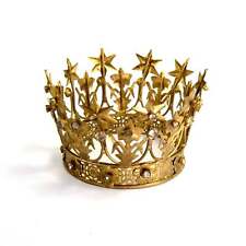 3in Santos Crown Antiqued Gold Rhinestone Star Lily Motif, Medium picture