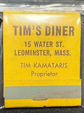 VINTAGE MATCHBOOK - TIM'S DINER - LEOMINSTER, MA -FRONT STRIKE picture