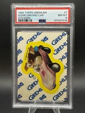 1984 Topps Gremlins Stickers #7 Gizmo Driving Car RC Rookie PSA 8 picture