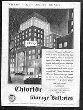 CHLORIDE ELECTRICAL STORAGE MANCHESTER ENGLAND WHERE LIGHT MEANS MONEY 1930 AD picture