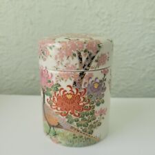 Vintage Shibata Japan Hand Painted Floral Canister Jar W Lid Trinket 4.5