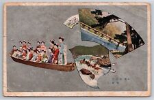 Postcard Japan Beautiful Girls Boating c1933-1945 picture