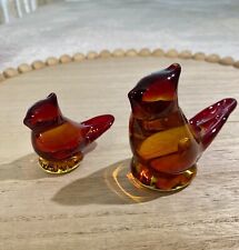 Vintage - Mother & Baby red cardinals glass figurine (2-piece set) picture