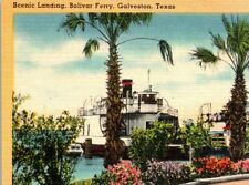 Postcard Linen Scenic Landing Bolivar Ferry Galveston Texas unposted picture