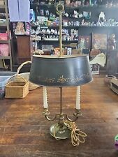 Antique French Bouillotte Table Lamp W/ Adjusting Shade Double Bulb/pull WORKS picture