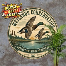 Wetlands Waterfowl Conservation Wall Plaque Rustic Ducks Metal Tin Sign picture