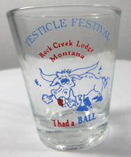 vintage Testicle Festival Rock Creek Lodge Montana Had A Ball souvenir shotglass picture