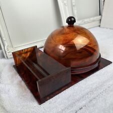 Vtg Lucite Tray Cheese & Cracker Faux Tortoiseshell MCM Vintage Lazy Susan Spins picture