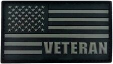 Veteran USA Flag Patch [3.5 X 2.0 -PVC Rubber- Hook Fastener-VP1] picture