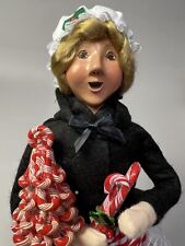 Byers' Choice Caroler CANDY CANE WOMAN 2021 w/ Striped Skirt, Black Jacket, Cap picture