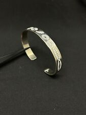New Native American Engraved Cuff Bracelet Signed “W” Sterling picture