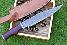 Custom Handmade Damascus Steel Bowie Hunting Knife Wood & Damascus Handle  SS-04 picture