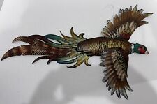 Pheasant In Flight Metal Wall Decor Flying Bird Hunting Cabin Lodge Art MCM picture