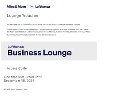 Lufthansa Business Lounge Pass. Exp September 18, 2024. Email Delivery picture