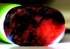 RHODONITE Palm Stone Healing Crystal Hand Carved, Thumb Indent Rose Red 203CT NC picture