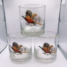 Lot Of  VTG Gold Rim Highball/juice Glasses Pheasant In Flight By Libbey  3.25ta picture