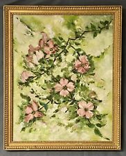 Vintage Hand Painted Pink Dogwood Flower Wall Artwork, Gilded Gold Frame,22 X 18 picture