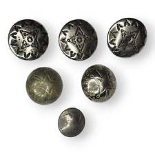 Vintage Lot of Six Silver Tone Southwestern Style Buttons picture