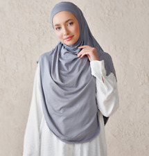 Modefa Long Pleated One Piece Instant Jersey Hijab - Gray picture