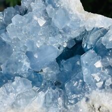 5.67lb Large Natural Sky Blue Celestite Crystal Geode Rough Specimen Healing picture