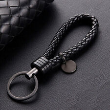Colorful Car Keychain Leather Rope Strap Weave Keyring Key Ring Chain Fob Gift picture