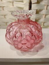 Vintage Cranberry Glass Melon Ruffled Perfume Bottle No Stopper 1889 Cl picture