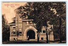 1907 Carnegie Library Exterior Roadside Chanute Kansas KS Posted Trees Postcard picture