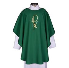 Embroidered Green Eucharistic Chasuble Roman Catholic Vestment for Priests 46 In picture