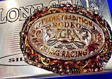 TGRA Texas Tradition Rodeo Flag Racing 2012 Trophy Award Belt Buckle Lone Star picture