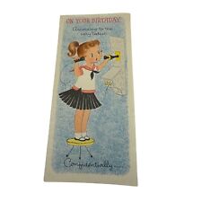 Vintage American Greetings Birthday Card With Girl On Telephone picture