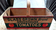 Vtg Glass Grown Brand Greenhouse Tomato Cardboard Box w/Wood Handle picture