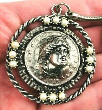 Vintage Hobo Style Half Dollar Keychain - Repro 1915 Barber 3D Lady Face  *Ec39 picture