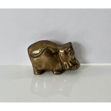 Vintage Miniature Solid Brass Hippopotamus Figurine picture