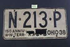 Vintage - 1938 OHIO LICENSE PLATE - N 213 P - 150 ANNIV N W TERRITORY PLATE (A22 picture