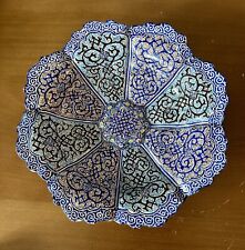 Iranian Traditional Craft Vintage hand painted Persian copper enamel plate picture