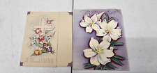Vintage Easter Cards Embossed Lillies Cross Spring Flowers picture