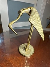 Vintage MCM Leonard Brass Crane Bird Figurine 8" Egret Heron Stature Mid C 70-27 picture