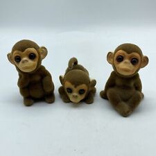 3 Vintage Josef Originals Flocked Monkeys Zoo Wild Animals MCM Big Eyes picture