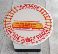 USC 1989 Button Orientation Express Trojans On the Right Track Lapel Pin 2.5" picture