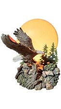 Lamp Bald Eagle Lighted Moon Behind a Eagle Fish Lake Mountain Vintage Warm Glow picture