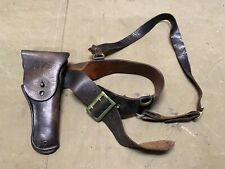 ORIGINAL WWII US ARMY OFFICE M1917 SAM BROWNE FIELD BELT, STRAP & HOLSTER-1942 picture
