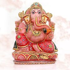 Gold Painted Rose Quartz Ganesha Statue Lord Idol for Pooja First Prayer God picture