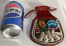 Iroquois Native American 1890's Antique Fabric & Beads Beaded Coin Bag picture