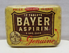 Vintage Bayer Aspirin Empty Tin 12 Tab Pocket Travel Size   (777) picture