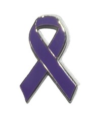 Autoimmune Disease Purple Awareness ribbon enamel pin badge. Charity, picture