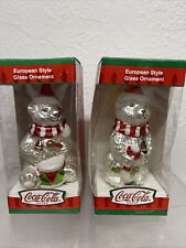 Coca-Cola Kurt Alder Polar Bear Christmas Ornament Hand Crafted Lot Of 2 NEW picture
