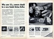 1958 Vintage Magazine 2 Page Ad Kodak 35mm Retina Reflex Camera picture