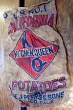 Vintage Kitchen Queen Wasco CA California Potato Sack Old 100 lb Size Burlap Bag picture